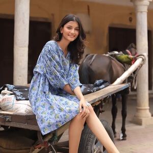 NWT The Fox and the Mermaid “Indriya” Mini Dress in Arctic Blue